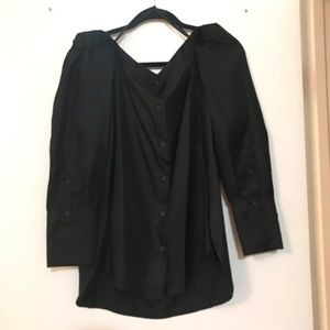Rag&Bone Silk Black Off-Shoulder Tunic